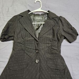 Elegant Black Pinstripe Women's Blazer